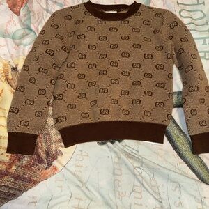 Gucci Beige and Brown Logo Sweater